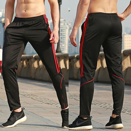 Mens Sweatpants Sports Training Pants Track Zipper Pocket Jogger Gym Trouser A30