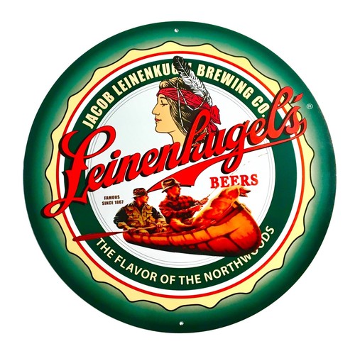 Canoe Fishing Sign Leinenkugel/'s Sign 14/" Diameter Aluminum Sign