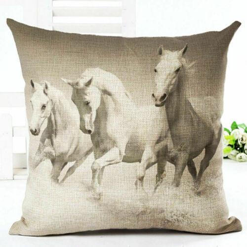 18/'/' Retro vintage Horse Cotton Linen Sofa Cushion Cover Pillow Cases Home Decor