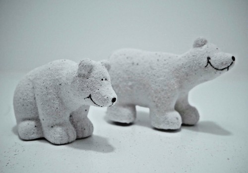 2 Eisbären Figuren weiß Weihnachtsfiguren 12x7x6 cm Weihnachtsdeko Eisbär Figur
