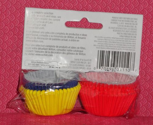Primary,Red,Yellow,Blue Mini Bake Cups,Cupcake Papers,100 Ct.,Wilton.School