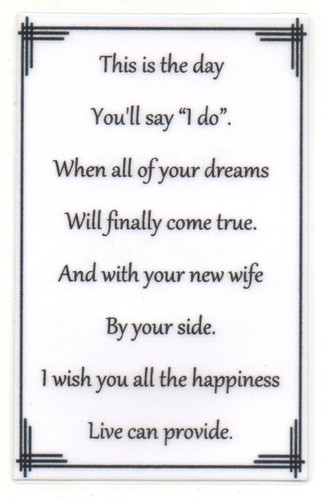Wallet Card Size Poem Keepsake New Wife Husband Wedding Gift Personalised Back