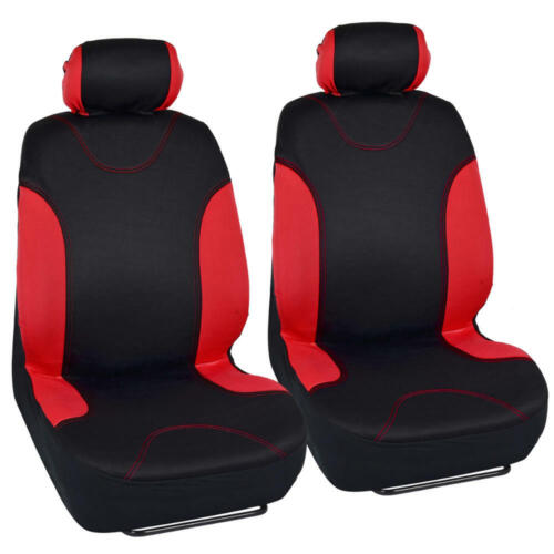 Auto Car Seat Covers Full Set Black /& Red w// Synth Leather Steering Wheel Cover