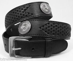 MEN&#39;S BELTS casual dress western accessories BLACK LEATHER CONCHO BELT 46 NWOTWD | eBay