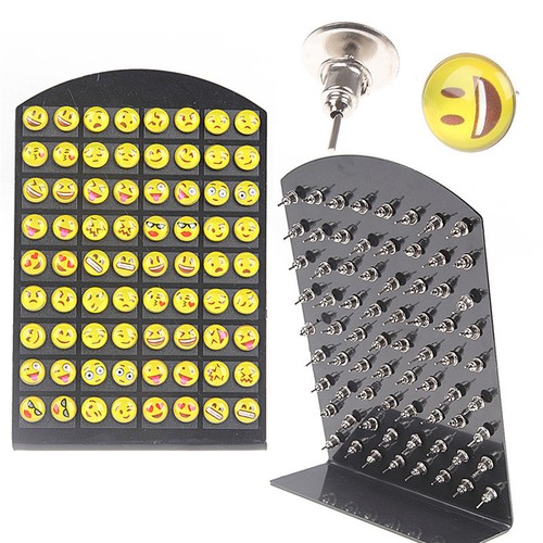 36 Pairs Cute Yellow Face Earrings Set Round Emoticons Emoji Ear Studs HC