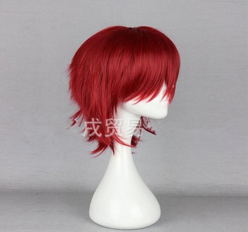 Cuticle Detective Inaba Wine Red Short Wig Men Cosplay Stage Show Club Bar L39#