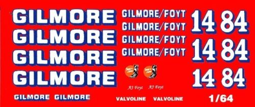 #14 AJ Foyt Gilmore 1984 1/64th HO Scale Slot Car Waterslide Decals #84 