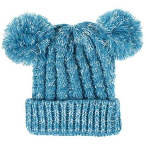 Toddler Kids Boys Girls Knitted Crochet Cable Cuffed Pom Winter Beanie Hat Cap