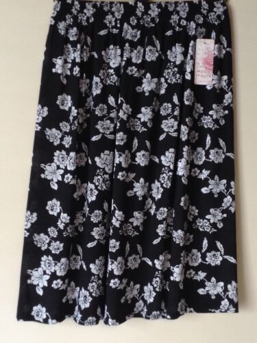 NEW LADIES 100% VISCOSE ELASTIC WAISTBAND FLORAL PRINT PULL ON SKIRT *2 COLOURS* 