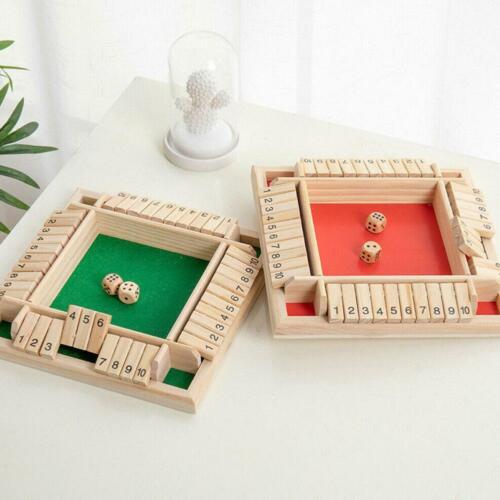 Traditional Four Sided Wooden 10 Number Pub Bar Board Dice Game*For Shut the Box