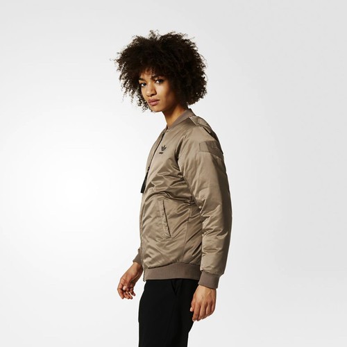 adidas Originals Wmns Mid Padded Bomber Jacket women new brown black BQ7447