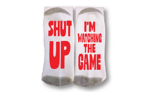 SHUT UP I/'M WATCHING THE GAME Read My Socks by L.A Imprints Funny Men Crew Sock