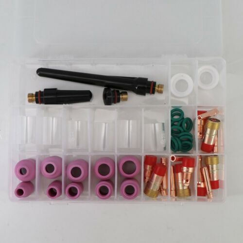 49Pcs Kit TIG Welding Torch Stubby Gas Lens #10 Pyrex Glass Cup For WP-17//18//26