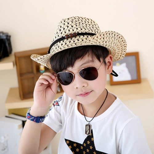 Summer Fashion Baby Kids Boy Girl Sun Straw Cap Breathable Western Cowboy Hat