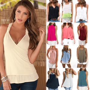 DE Damen Hohle Minikleider Sommer Strand Shirts Ärmellos Tops Lässig Longbluse D