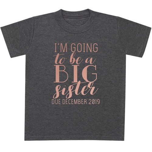 Or Rose Je vais être une grande soeur personnalisé date BABY T Shirt Baby annoncer