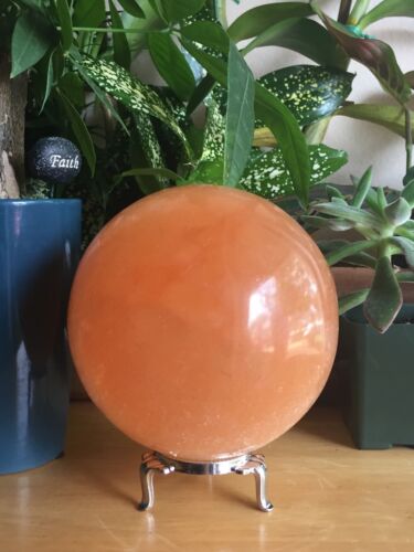 100mm Orange Selenite Sphere Red Large Crystal Ball Gemstone Specimen Chakra