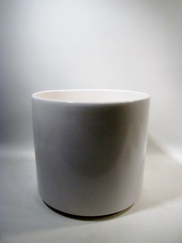 Vtg MIDCENTURY Architectural GAINEY POTTERY 10/" Gloss White PLANTER