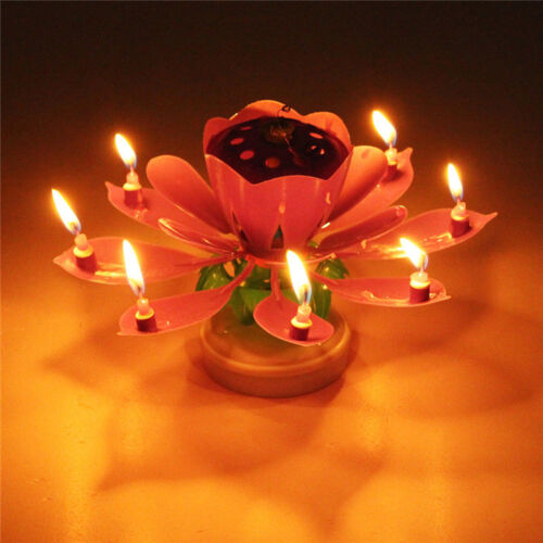 Pink Lotus Geburtstagskerze mit Kerze mit Musik Fontäne Geburtstag Torten Deko