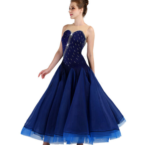 NEW Latin Ballroom Dance Dress Modern Salsa Waltz Standard Long Dress#F411