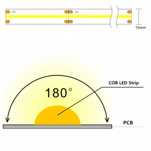 384 528 LEDs/m High Density Flexible COB strip light 12V 24V Soft FOB Bar RA90 