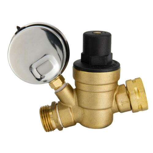 Brass Water Pressure Regulator Valve/90 Degree Elbow Fitting RV Plumbing Hookup 