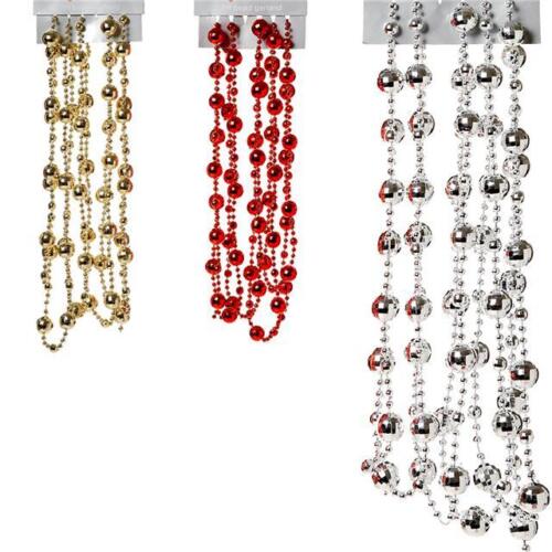 Disco Bead Christmas Garland 2.7m Red Gold Silver Choose Colour 