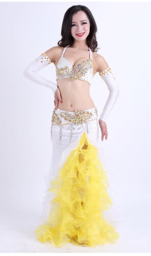 On Sale Luxury Professional Beading Belly Dancing Costumes 5PCS S M L 7 colors 
