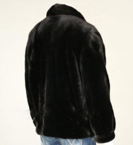 Winter Men's Business Parka Coat Faux Mink Fur Jacket Warm Lapel Collar Outwear 