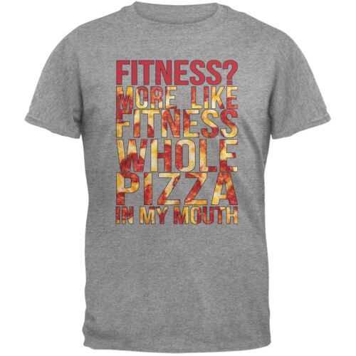 Fitness Whole Pizza In My Mouth Grey Adult T-Shirt