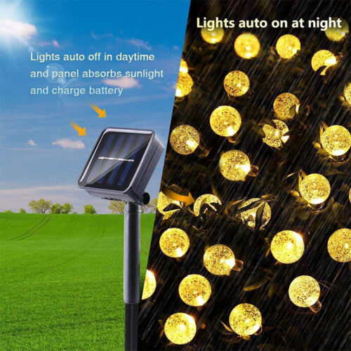 Solar Powered 50 LED String Light Garden Path Yard Decor Lamp Outdoor Waterproof 