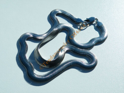 Chaine Collier 55 cm Acier Inoxydable Maille Serpent Serpentine Argenté 8 mm