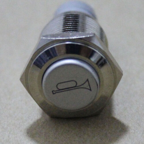 16mm 12V Blue LED Momentary Push Button Metal Switch Car Boat Bell Horn BIUS