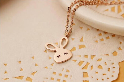 New Girl/'s 18K Rose Gold Filled Cute Bunny Rabbit Pendant Necklace Jewelry Gift
