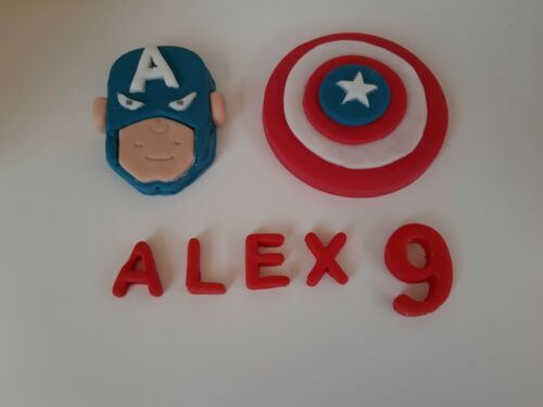 Details about   Handmade Captain America set Personalised Edible Cake Topper 