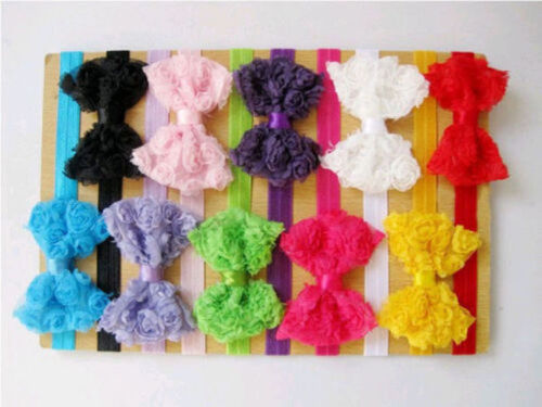 10 pcs Baby Toddler Lace Flower Headband Hair Bow Band Headwear Accessories USLY