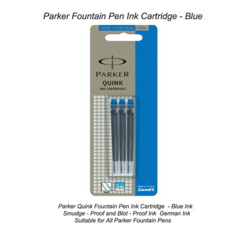 GT Blue Ink Parker Vector Gold Plated Gold Trim Fountain Pen Black Ink 