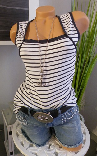 36 38 50 marine weiß Top Shirt Best Connections Ringeltop Gr B.C