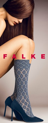 FALKE Pagoda 80 DEN Kniestrümpfe Damen Raute mit zweifarbigem Rautenmuster