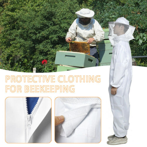 US XL Professional Beekeeping Polyester Full Body Bee Keeping Suit w/Veil Hood 