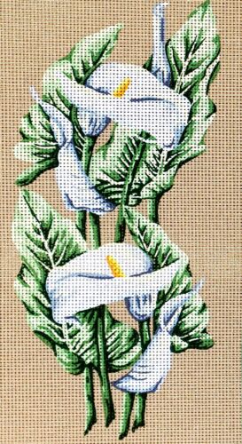 Needlepoint tapestry painted canvas Flowers. Gobelin 42.504 10"x16" 