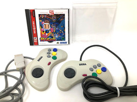 Sega Saturn HS-0101 set of 2 Authentic Original Controllers + Bomberman Game
