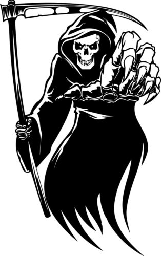 3” Grim Reaper Sticker Death Dark Scary Creepy Goth Metal Evil Dead Hell Die