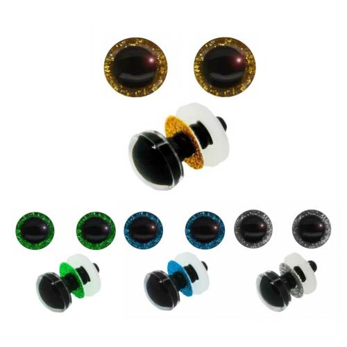 5 Paar Glitzer-Augen Kunststoffauge 20mm Sicherheitsaugen Kuscheltiere Farbwahl 