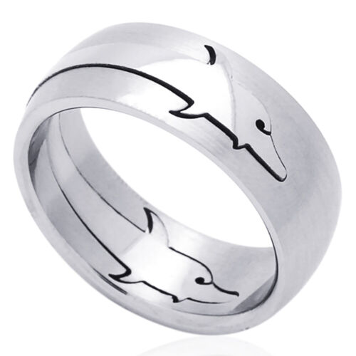 Details about   Men Fashion 8MM Stainless Steel Cut-Out Dolphin Domed Wedding Band Ring 