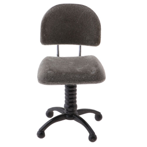 1//12 Silver Revolving Chair Desk Chair for Dollhouse Mini Figures Accessory