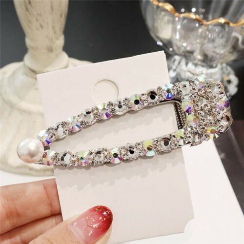 Girls Crystal Pearl Hair Clip Snap Barrette Hairpin Bobby Hair Clips Accessories