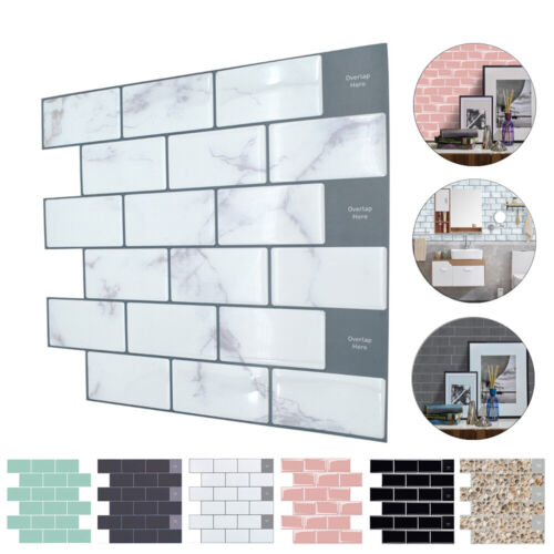 Waterproof 3D Wall Tiles Wallpaper Kitchen Bathroom Self Adhesive Wall Stickers 