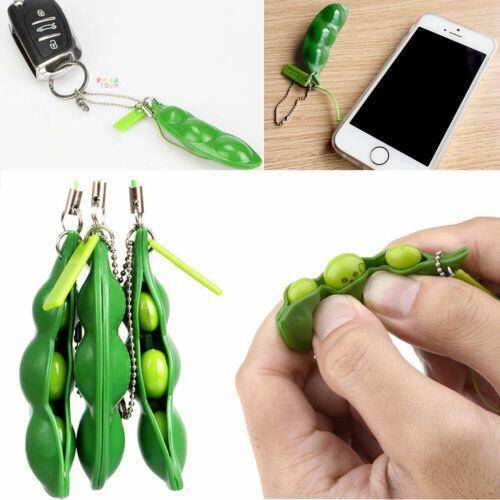 4x Stress Relief Toy Anti-Anxiety Toy Adults Autism Pea Pod Keyring-SqueezyBeanl