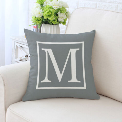 Letter Printed Sofa Cushion Cover Thrown Pillow Case Home Office Decoration Gray 